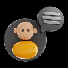 Premium media message talking balloon icon 3d rendering on isolated background