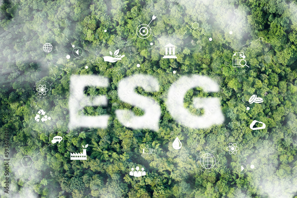 Wall mural environmental technology concept. sustainable esg modernization development by using technology of r