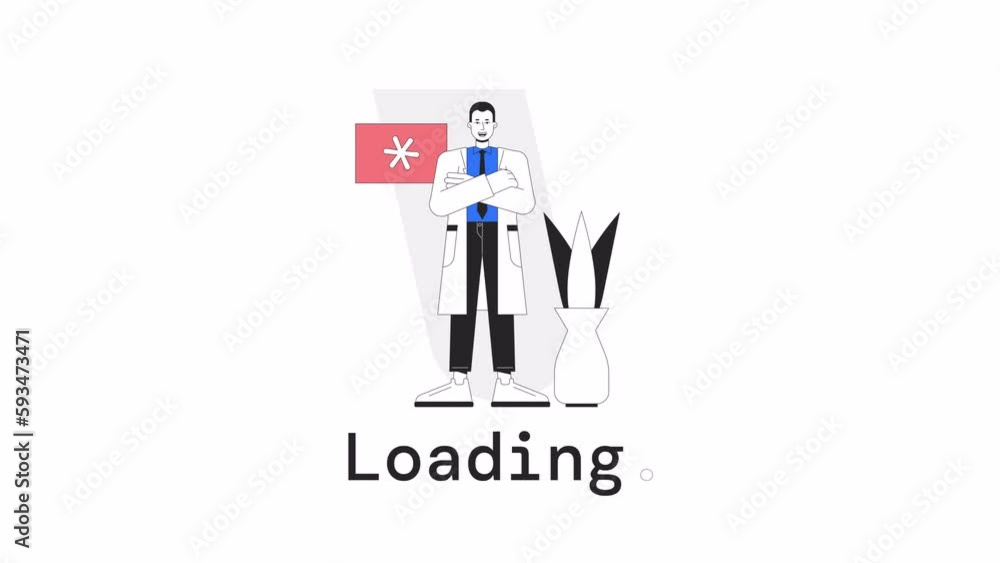 Poster er doctor loader animation. emergency department in hospital. flash message 4k video footage. isolat