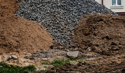 Pile of sand and gravel for construction.
