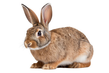Fluffy rabbit isolated on transparent background. Generative Ai