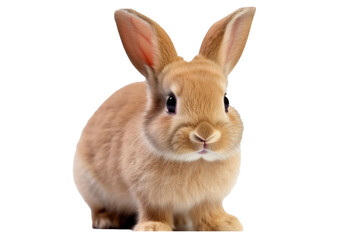 Obraz premium Fluffy rabbit isolated on transparent background. Generative Ai