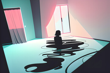 room coloured lines, abstraction, Generative AI