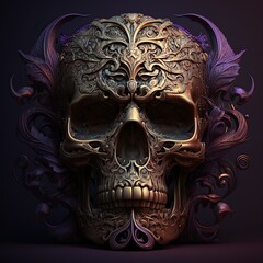 An ornate sacred mask of a skull