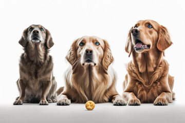 A dog and food on a white background. Generative AI