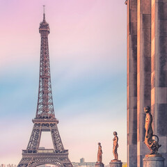 Fototapeta na wymiar The Eiffel Tower in Paris at sunset