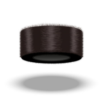 A shtreimel is a Jewish men fur hat isolated on white background front view, 3d realistic vector clipart, Hasidic Judaism symbol object.