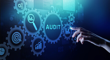 Audit - official financial examination for business as concept on virtual screen.