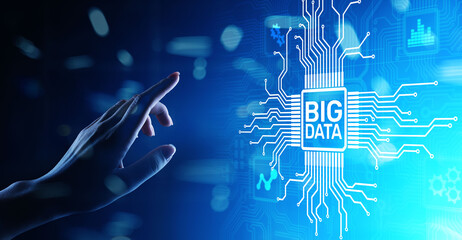 Big data analytics platform, business intelligence and modern technology concept on vitual screen.