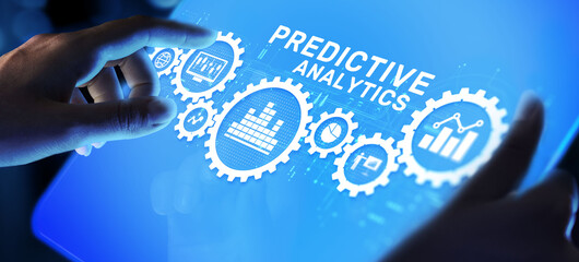 Predictive analytics business intelligence technology concept on screen.