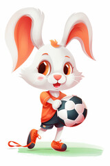 Fototapeta na wymiar Football bunny with a ball. AI Generated