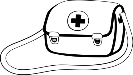 Medicine Bag Nurse Healthcare Handdrawn Outline Illustration ilhouette Clipart