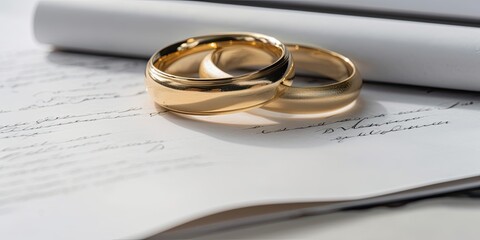 Wedding Rings on Cards with White Background AI generated