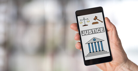 Justice concept on a smartphone