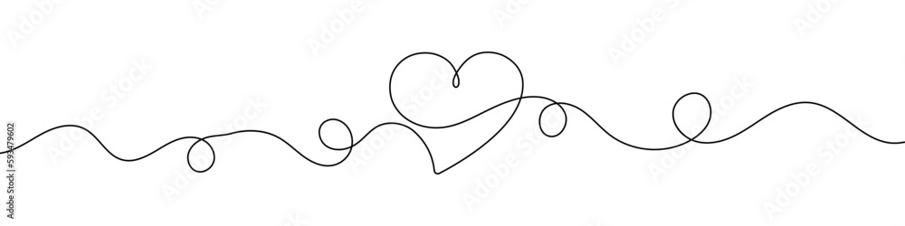 Poster heart shape in continuous line drawing style. line art of love symbol. vector illustration. abstract