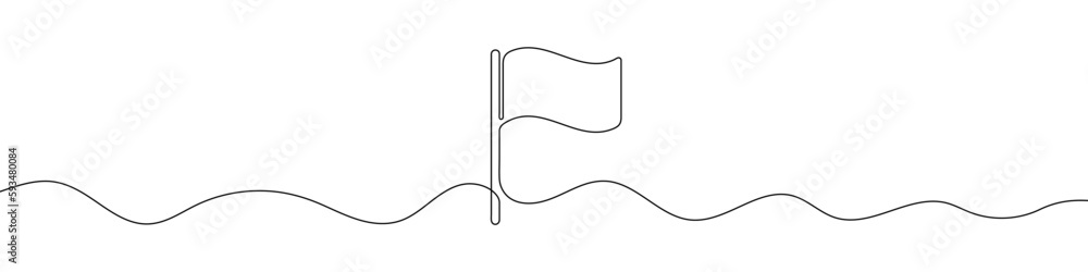 Aufkleber flag icon in continuous line drawing style. line art of flag icon. vector illustration. abstract bac