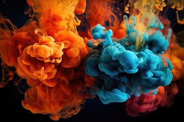 Liquid Smoke Abstract Image - Complementary Colors - Orange and Blue