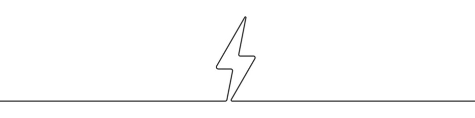 Lightning icon in continuous line drawing style. Line art of lightning bolt icon. Vector illustration. Abstract background