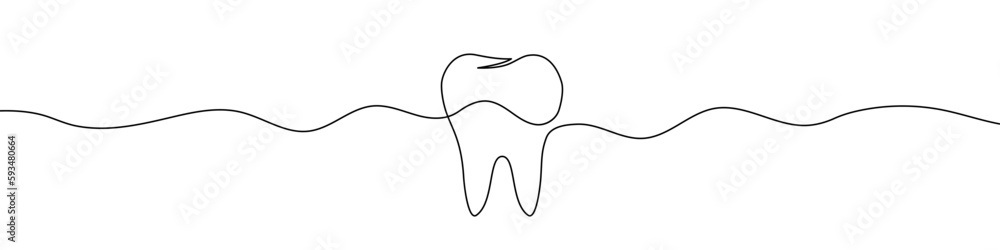 Poster tooth icon in continuous line drawing style. line art of tooth icon. vector illustration. abstract b