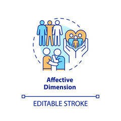 Affective dimension concept icon. SEL activity. GCED socio emotional skills abstract idea thin line illustration. Isolated outline drawing. Editable stroke. Arial, Myriad Pro-Bold fonts used