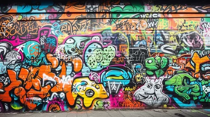 Deurstickers graffiti on the wall. background. Generative AI image. © 용성 김