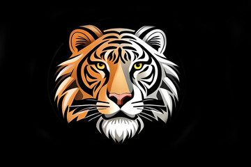 Tiger muzzle logo on black background.