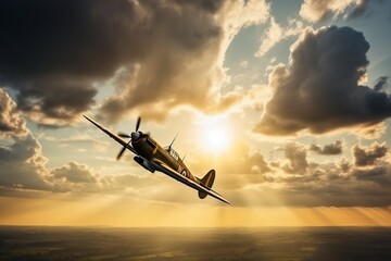 Fototapeta na wymiar an illustration, war plane in the sky, generative ai