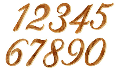 木目_数字_木柄_手描きイラスト素材