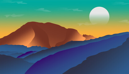 abstract hills and mountains at dusk