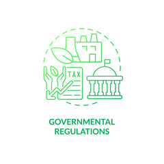 Governmental regulations green gradient concept icon. Bioeconomy monitoring. Bio based materials development idea thin line illustration. Isolated outline drawing. Myriad Pro-Bold font used