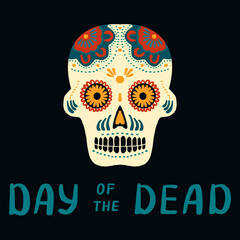 Day of the dead. Holiday card. Digital imitation childlike style. Vector.  - obrazy, fototapety, plakaty