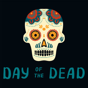 Day of the dead. Holiday card. Digital imitation childlike style. Vector. 