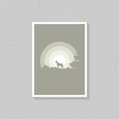 Horse silhouette design in gray color for wall decoration. Flat vector interior illustration. Suitable for printing, templates and poster backgrounds.