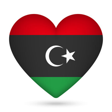 recommend clip art: Libya flag in heart shape. Vector illustration.