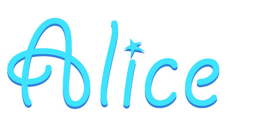 Alice - light blue color - female name - sparkles - ideal for websites, emails, presentations, greetings, banners, cards, books, t-shirt, sweatshirt, prints


