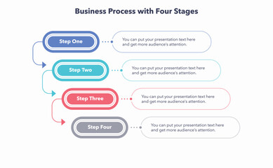 Four steps business infographic template. Flat creative diagram divided into four colorful sections.