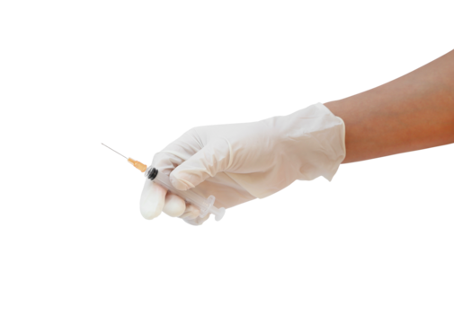 hand holding syringe on transparent background png file
