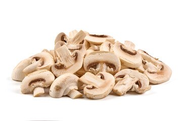 Champignons, close-up, isolated on white background.