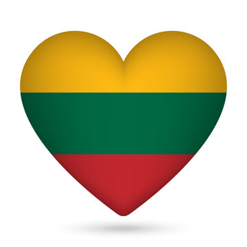 recommend clip art: Lithuania flag in heart shape. Vector illustration.