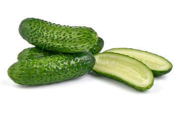 Cucumbers, isolated on white background. High resolution image.