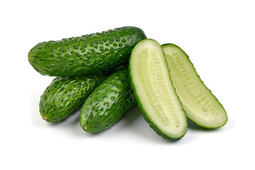 Cucumbers, isolated on white background. High resolution image.