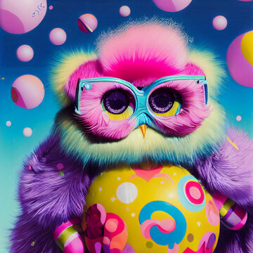 Cute fluffy LGBTQ rainbow colored Aninals with glases