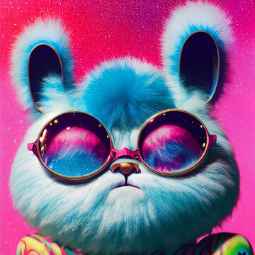 Cute fluffy LGBTQ rainbow colored Aninals with glases