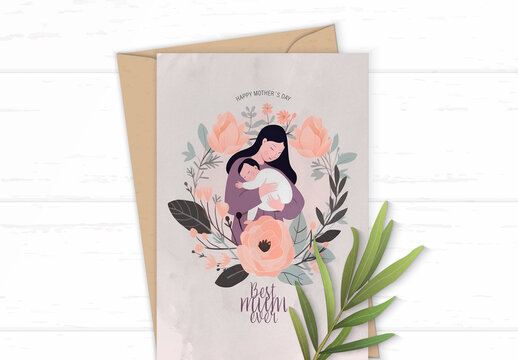 Mothers Day Postcard with AI Illustration