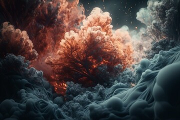 Fototapeta na wymiar Nebulae of fractal foam. Generative AI