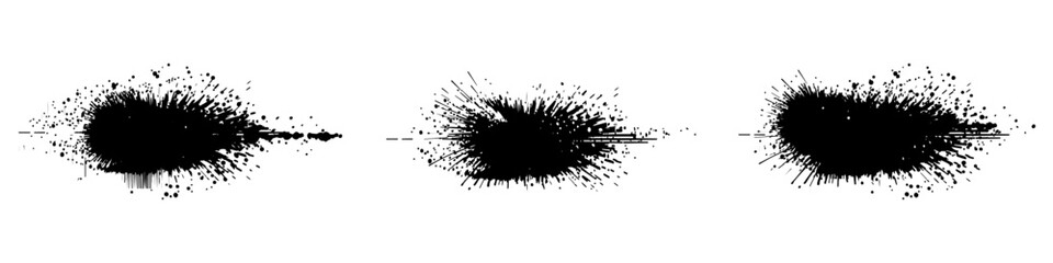 Splashes. Blotter spots. Black liquid paint splash or ink splatter. Abstract grunge background. Vector illustration