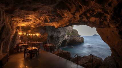 a nice rock-cut restaurant with a wonderful view