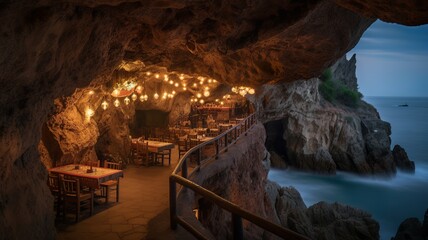 a nice rock-cut restaurant with a wonderful view