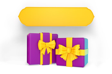 Eid Gift Boxes With Frame Front Side In White Background