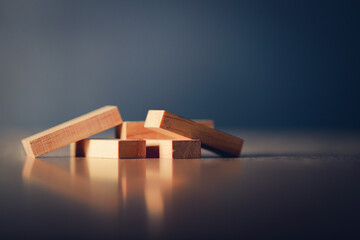 Wooden blocks. Failure business concept. background for text